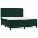 Cumpara ieftin Pat box spring cu saltea, verde inchis, 160x200 cm, catifea