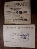 CLUJUL VECHI - BILET CINEMA CAPITOL - CUPON ABON. TEATRUL NATIONAL - ANII 1940
