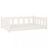 Cumpara ieftin Pat pentru caini, alb, 95,5x65,5x28 cm, lemn masiv de pin