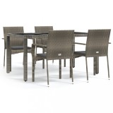 Cumpara ieftin Set mobilier de gradina cu perne, 5 piese, gri, poliratan
