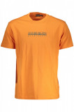 Cumpara ieftin Tricou barbati cu imprimeu cu logo din bumbac portocaliu, L, Napapijri