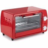 HOMCOM Mini cuptor electric 10L, 750W, cu temperatură reglabilă și timer, 36,5x26x22 cm, roșu | Aosom Romania