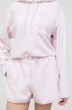 UGG pantaloni scurti femei, culoarea roz, neted, high waist