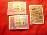 Serie San Marino 1971 Congres Filatelic , 3 valori, Nestampilat