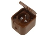 Conector de alimentare AC 2P+PE 250VAC 16A maro pentru perete