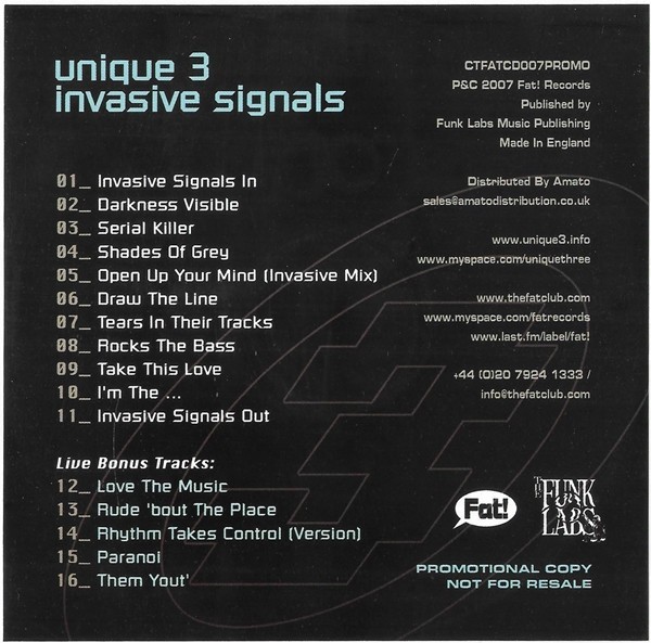 Unique 3 - Invasive Signals, CD