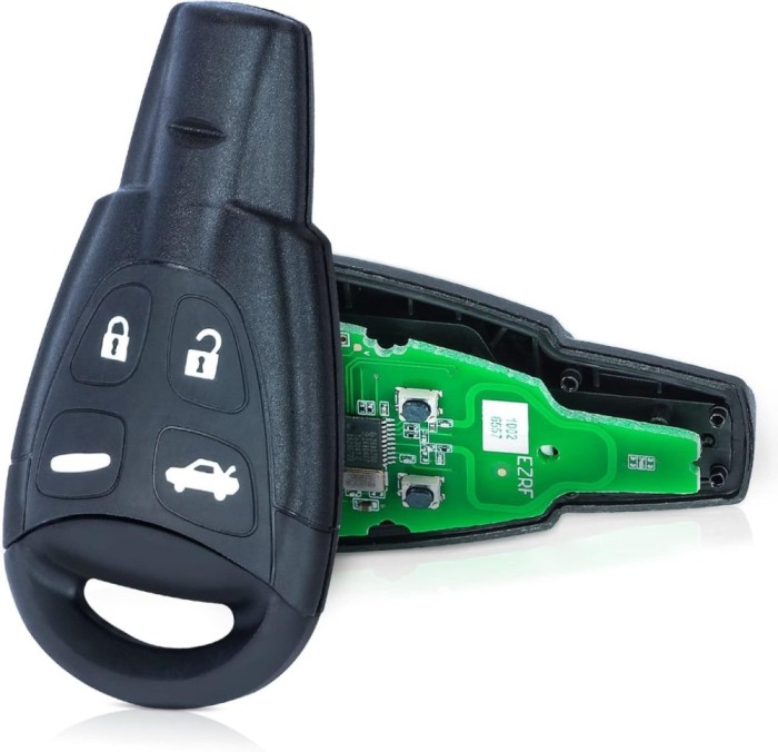Cheie Auto Completa Programabila Compatibila Saab 9-3, 9-5 (2003&ndash;2011) &ndash; 4 butoane, 433MHz, cip ID46 &ndash; FCC LTQSAAM433TX