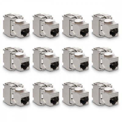 Set 12 Mufe CAT6A de 10 Gbit pentru cabluri Ethernet RJ45, Kwmobile, Argintiu, Metal, 45358.12 foto