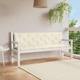 Cumpara ieftin Pernă bancă de grădină alb crem, 180x(50+50)x7cm, textil oxford