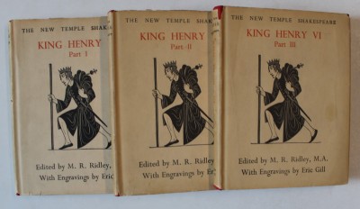 KING HENRY VI by WILLIAM SHAKESPEARE , THREE VOLUMES , with engravings by ERIC GILL , 1935 foto