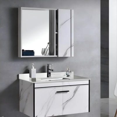 Set Mobilier pentru Baie CORFU, 80x48cm, 2 Piese, Negru si Alb ModernLight Concept foto
