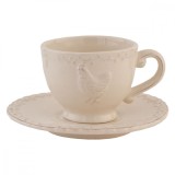 Ceasca cu farfurioara ceramica crem &Oslash; 15 cm x 7 h , 200 ml