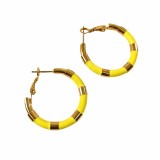 Cercei rotunzi din inox cu email galben