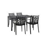 Set mobilier gradina Leziter Violina 4+1 Piese, Plastic, Culoare Grafit, 4 Persoane