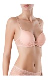 Sutien Dublu Push-Up Dantelat Conte Romantique RB1030 Cameo 70C, Bretele Spaghete, Cupe Turnate, Lenjerie Dama Elegant