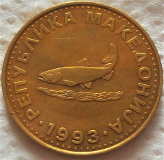 Moneda 2 DENARI - MACEDONIA, anul 1993 *cod 2357 - EXCELENTA! foto