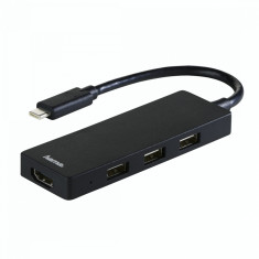 Hub USB Hama 135762 USB Type-C 1:3 3x USB-A 2.0 HDMI Negru foto