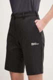 Jack Wolfskin pantaloni scurți outdoor Pico Trail culoarea negru, neted, high waist, A63909