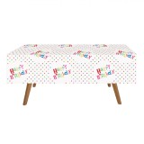 Față de Masă Petrecere, Multicolor, 180x120cm, Plastic, Model Happy Birthday, Oem