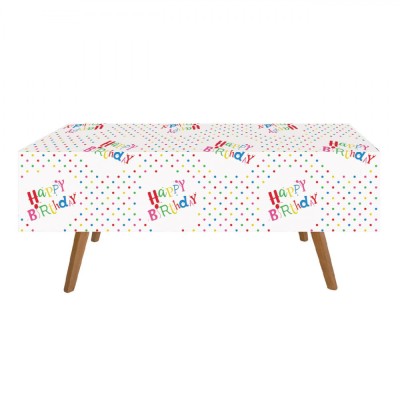 Față de Masă Petrecere, Multicolor, 180x120cm, Plastic, Model Happy Birthday foto