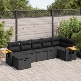Cumpara ieftin Set canapele de grădină cu perne, 7 piese, negru, poliratan