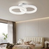 Lustra LED, 80W, 2 ceruri cu diamante, 42CMx27CM, alb, telecomanda, lumina calda/neutra/rece, intensitate reglabila