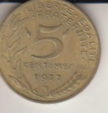 Moneda 5 Centime Franta 1977, Numismatica, Colectie, Utilizata, Europa, Alama, 185 cm