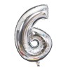 Balon din Folie Cyrax, Cifra 6, 81 cm, Pentru Aer sau Heliu, Bulk, Argintiu