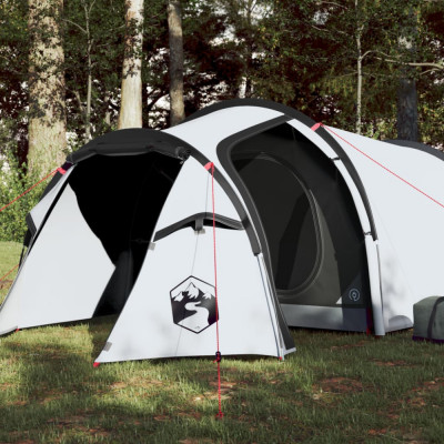 vidaXL Cort camping, 3 persoane, alb, țesătură opacă, impermeabil foto
