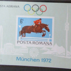 ROMANIA 1972 - LP 789 , SPORT , CALARIE ,OLIMPIADA MUNCHEN, COLITA NESTAMPILATA