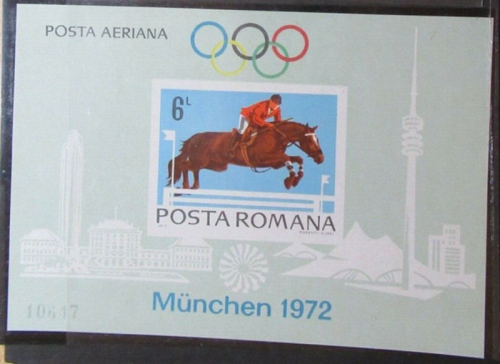 ROMANIA 1972 - LP 789 , SPORT , CALARIE ,OLIMPIADA MUNCHEN, COLITA NESTAMPILATA