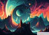 Tablou &bdquo;Cosmic Gaze&rdquo; - Print Digital - P&acirc;nză Bumbac 100% pe Șasiu din lem