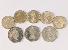 GIBRALTAR SET 5 X 1 POUND LIRA SI 3 X 50 PENCE JUBILIARE ( CITITI DESCRIEREA )