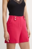 Morgan pantaloni scurti SHESK.F femei, culoarea roz, neted, high waist, SHESK.F