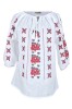Bluza tip ie dama R2, alb pur/rosu bordo , marimea L