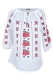 Bluza tip ie dama R2, alb pur/rosu bordo , marimea 2XL