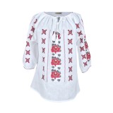 Bluza tip ie dama R2, alb pur/rosu bordo , marimea L