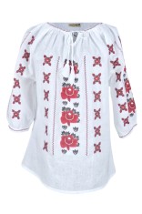 Bluza tip ie dama R2, alb pur/rosu bordo , marimea 2XL