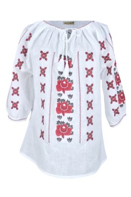 Bluza tip ie dama R2, alb pur/rosu bordo , marimea L foto