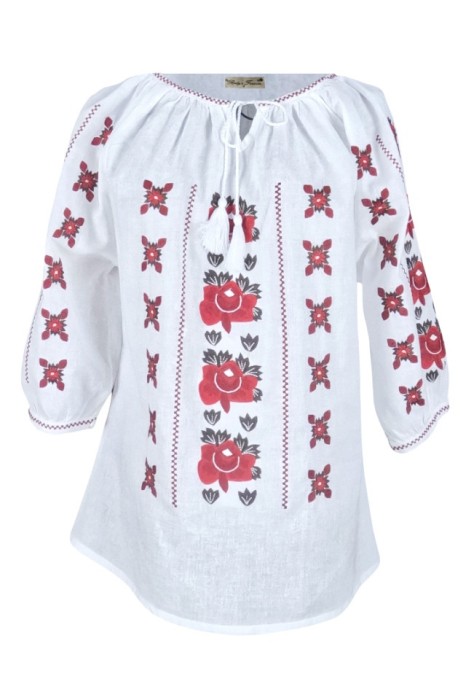 Bluza tip ie dama R2, alb pur/rosu bordo , marimea L