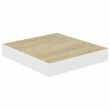 Raft de perete suspendat, stejar/alb, 23x23,5x3,8 cm, MDF