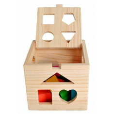 Cub educational, Kruzzel, multicolor, lemn, 14 x 14 x 12 cm, puzzle, 13 piese
