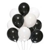 Set 10 Baloane Latex Alb/Negru 30cm Ropet - Baloane Petrecere, Aniversare, Nunta, Botez - Decoratiuni Evenimente