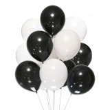 Set 10 Baloane Latex Alb/Negru 30cm Ropet - Baloane Petrecere, Aniversare, Nunta, Botez - Decoratiuni Evenimente