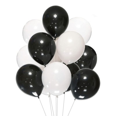 Set 10 baloane latex, Alb/Negru, 30cm, Ropet foto