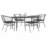 Gossi set de sufragerie de gradina 5 piese neagra sticla poly rattan