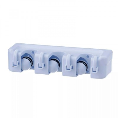 Suport multifunctional de perete pentru maturi si mop, 3 spatii pentru unelte si 4 cuiere, sistem ingenios de agatare foto