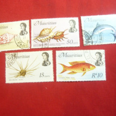 Serie mica -Pesti si Crustacee 1969 Mauritius colonie Marea Britanie, 5val.stamp