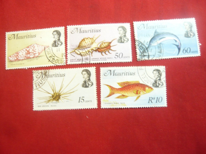 Serie mica -Pesti si Crustacee 1969 Mauritius colonie Marea Britanie, 5val.stamp