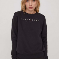 Tommy Jeans bluza femei, culoarea negru, cu imprimeu, DW0DW17323